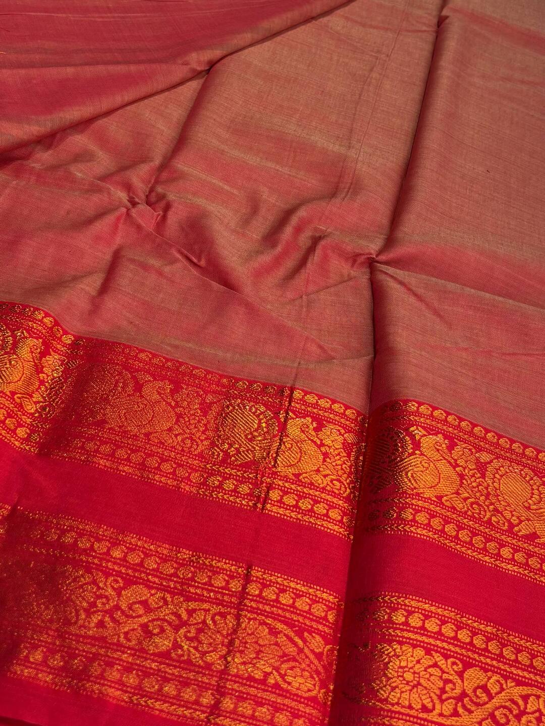 Soft Red Narayanpet Cotton Saree