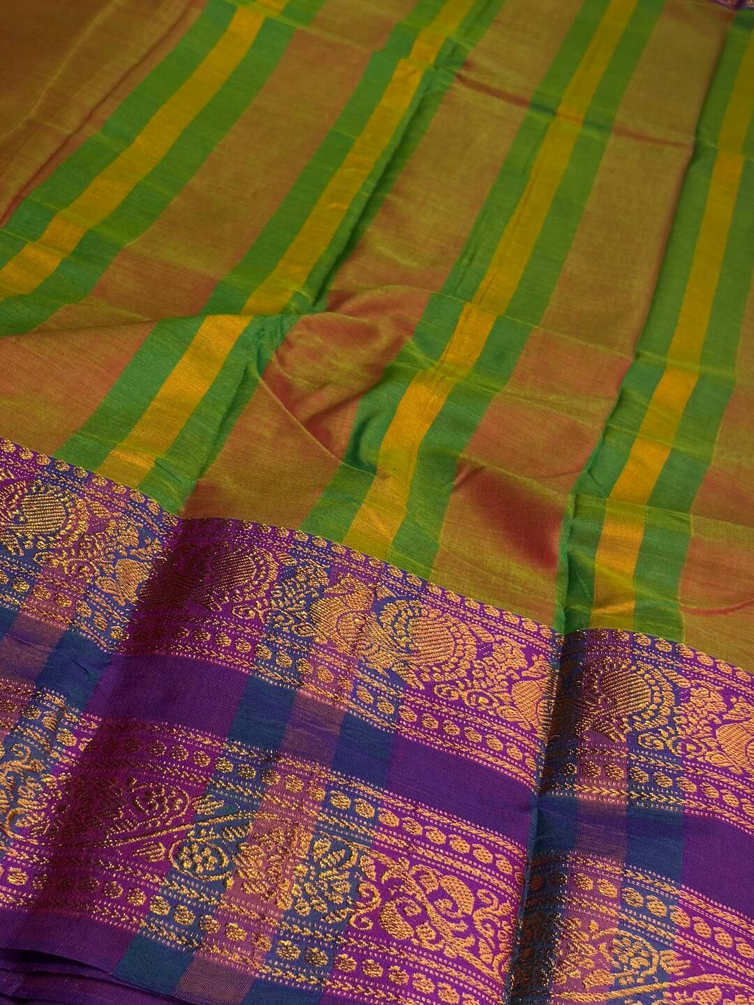 Dual Shade Green Narayanpet Cotton Saree