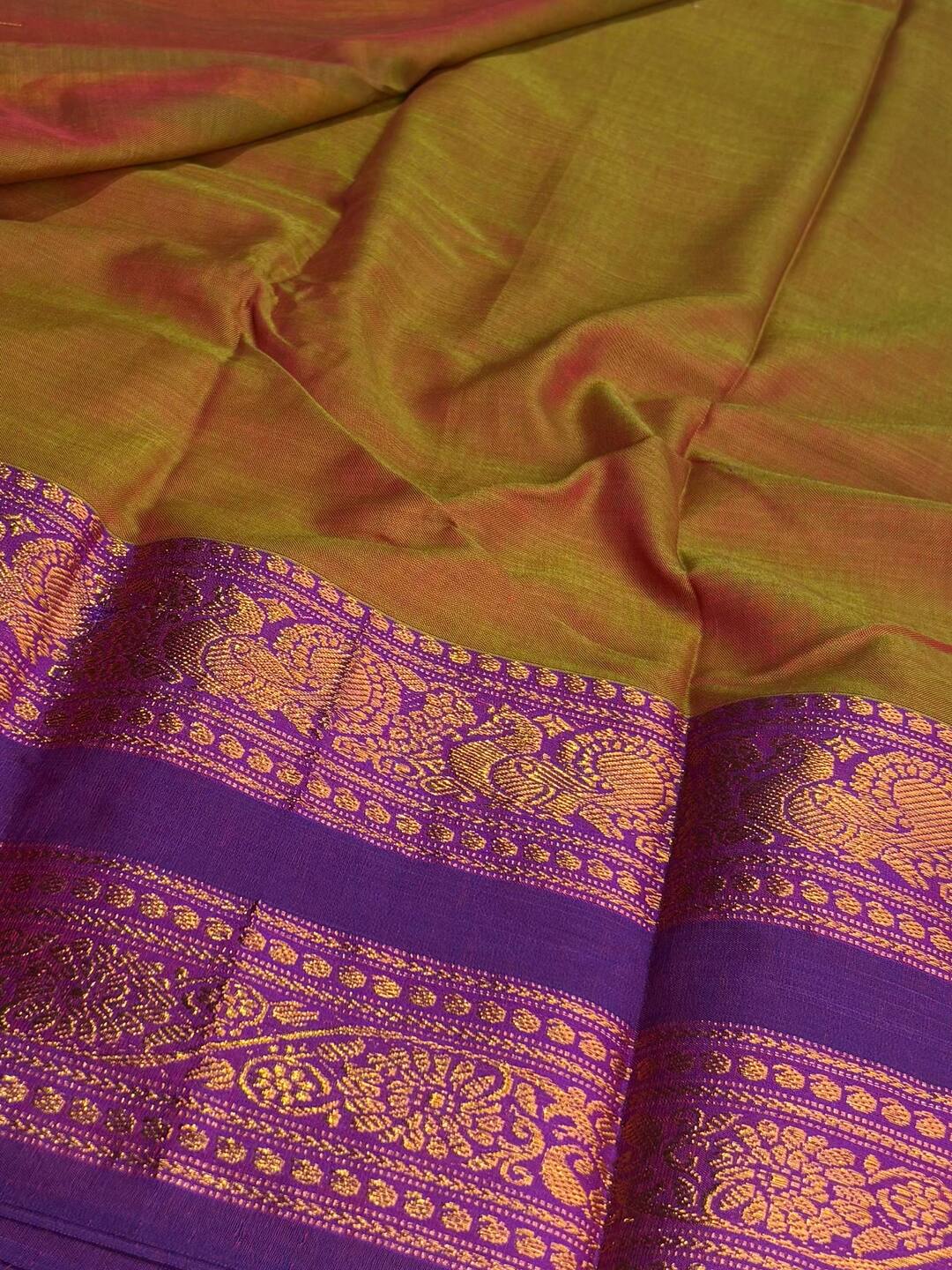 Dual Shade Green Narayanpet Cotton Saree
