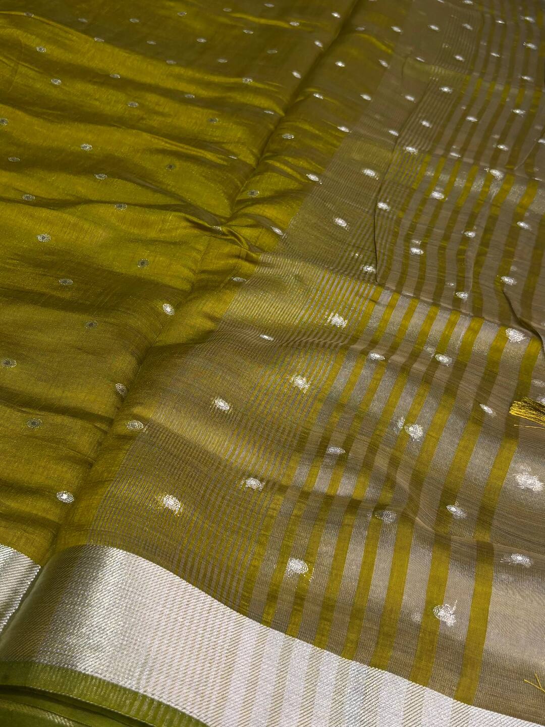 Olive Green Soft Cotton Saree
