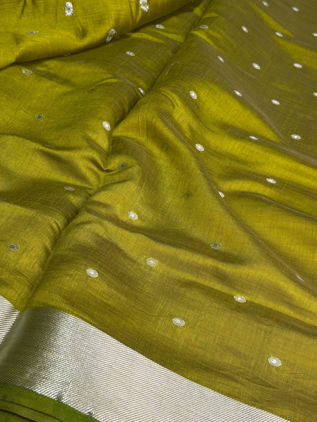 Olive Green Soft Cotton Saree