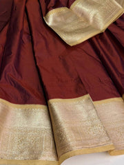 Dual Tone Maroon Cotton Silk Saree