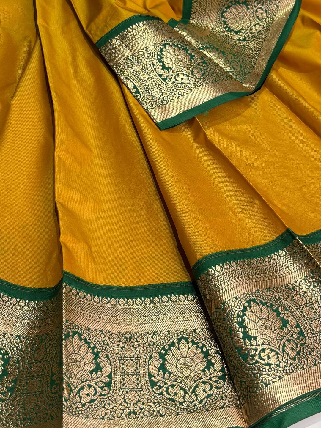 Mustard Yellow Cotton Silk Saree