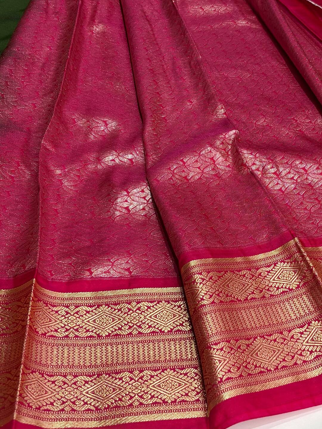 Olive Green Cotton Silk Saree