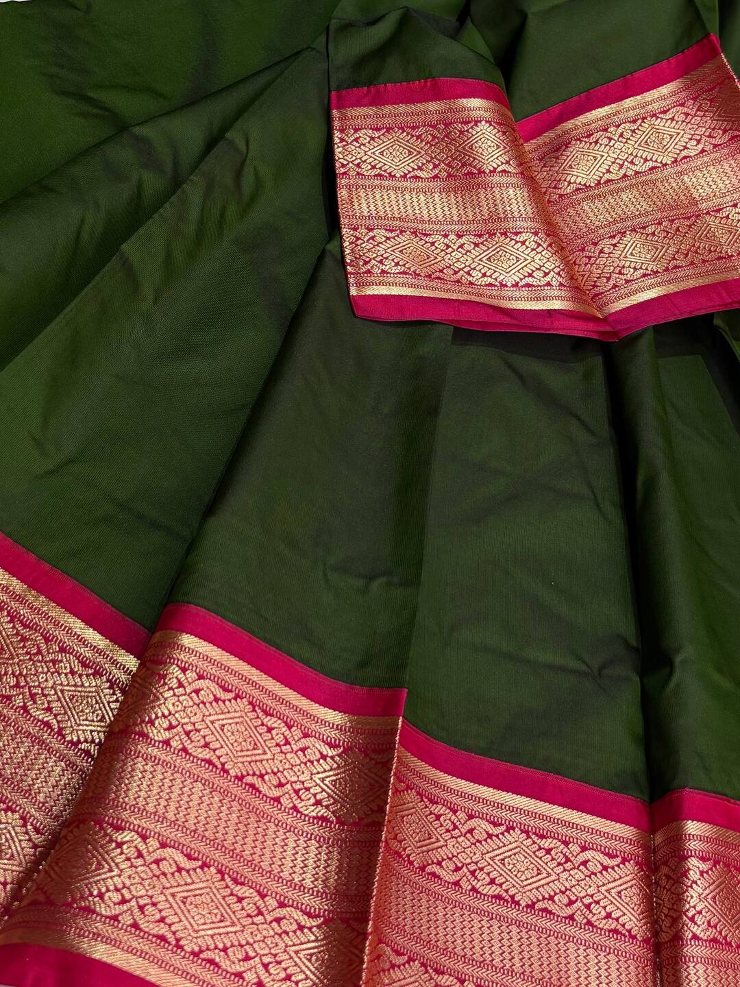 Olive Green Cotton Silk Saree