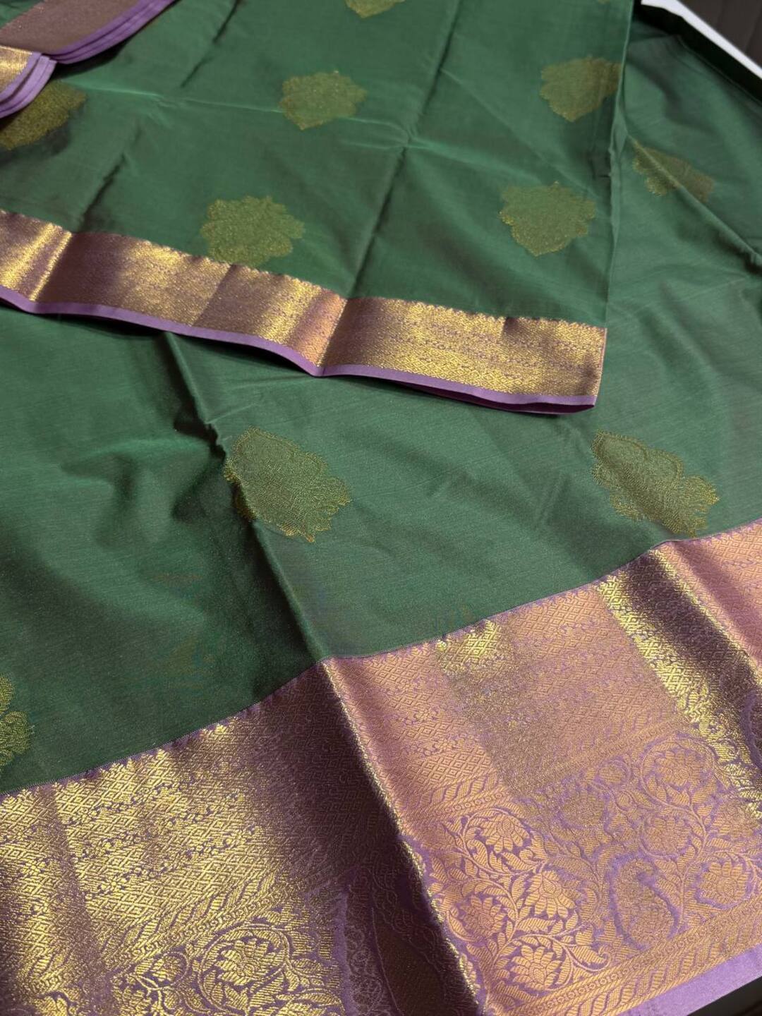 Pistachio Green Semi Kanchi Silk Saree