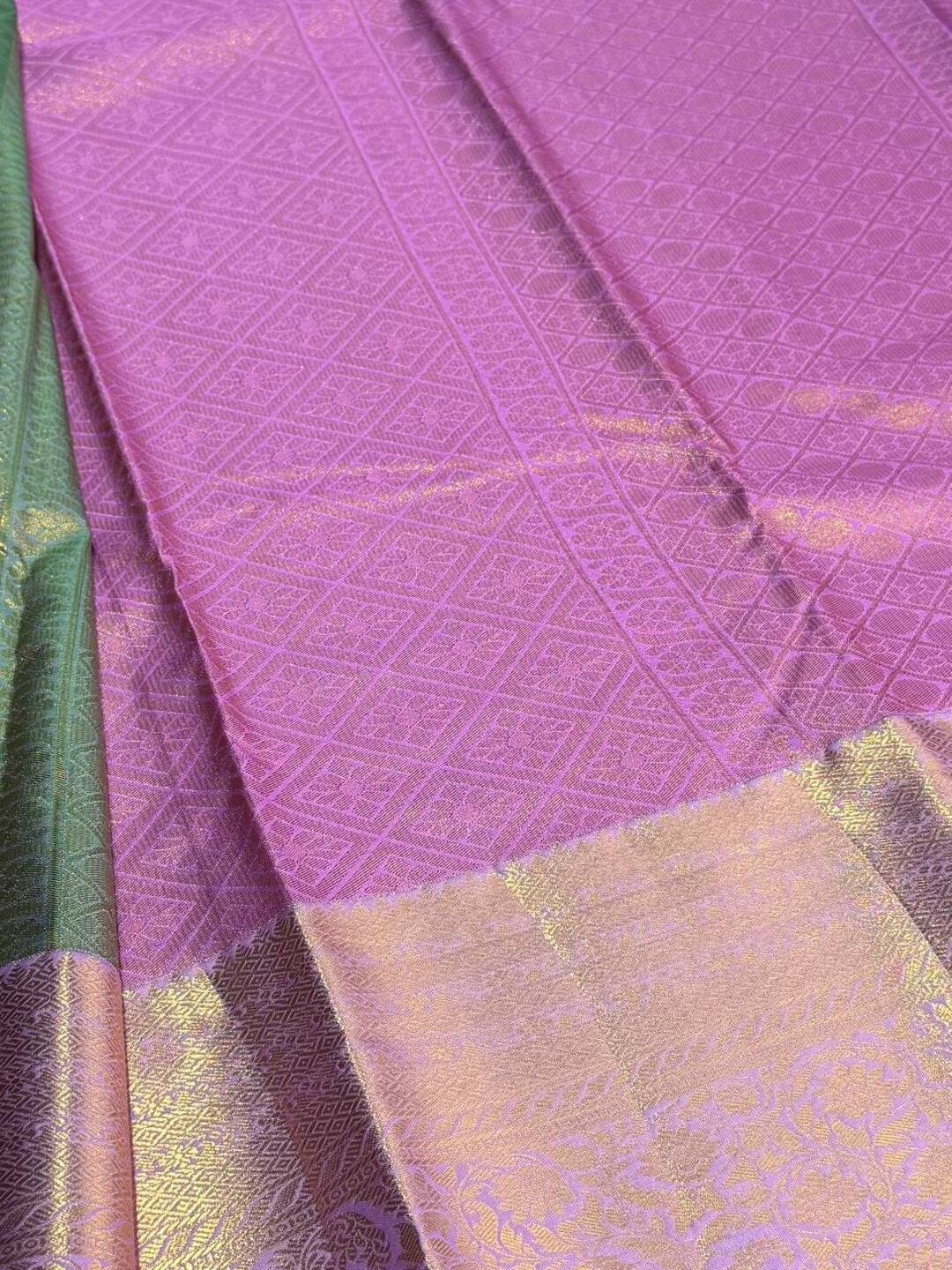 Pistachio Green Semi Kanchi Silk Saree