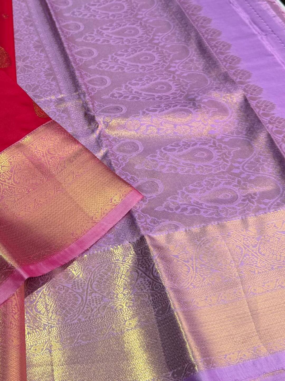 Hot Pink Semi Kanchi Silk Saree