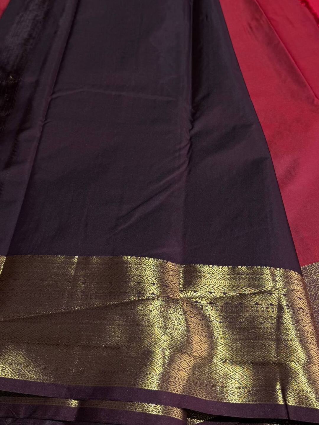 Cherry Red Semi Kanchi Silk Saree