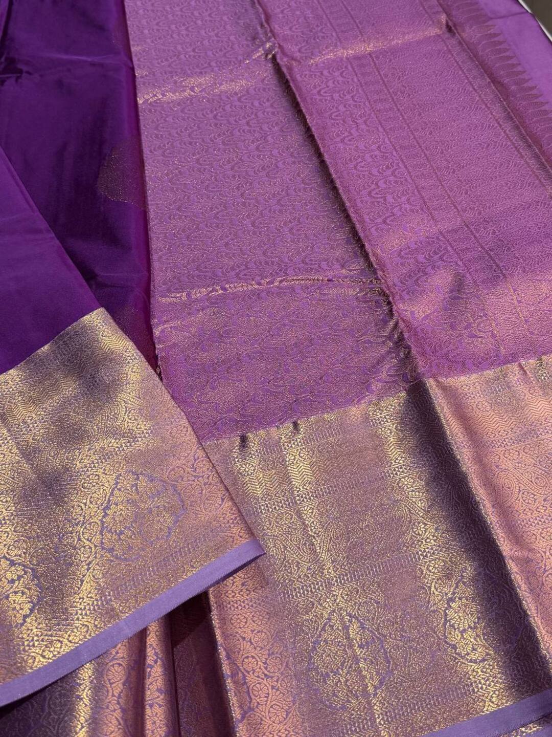 Violet Purple Semi Kanchi Silk Saree