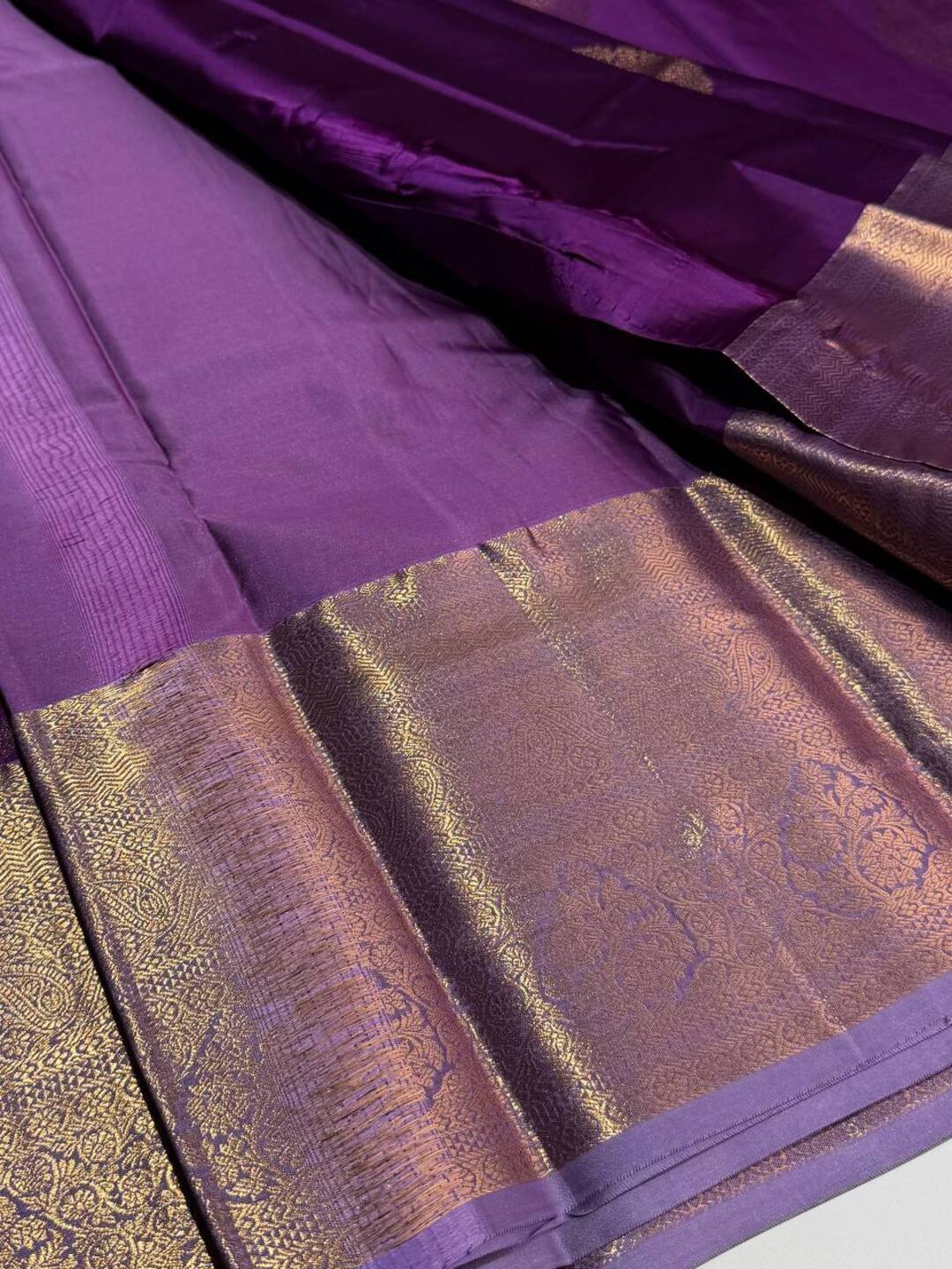 Violet Purple Semi Kanchi Silk Saree