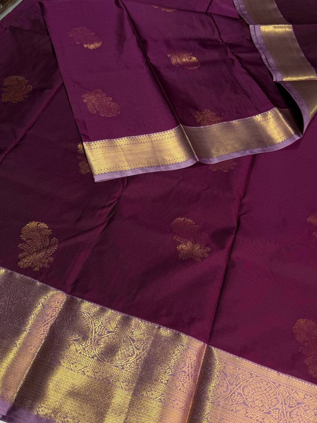 Plum Purple Semi Kanchi Silk Saree