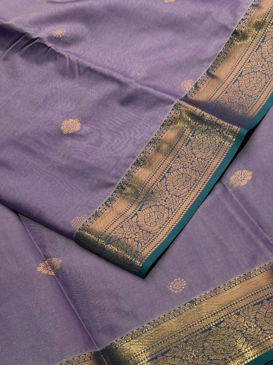 Lavender Purple Semi Kanchi Silk Saree