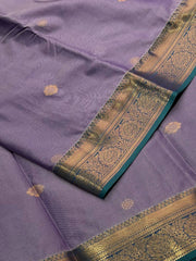 Lavender Purple Semi Kanchi Silk Saree
