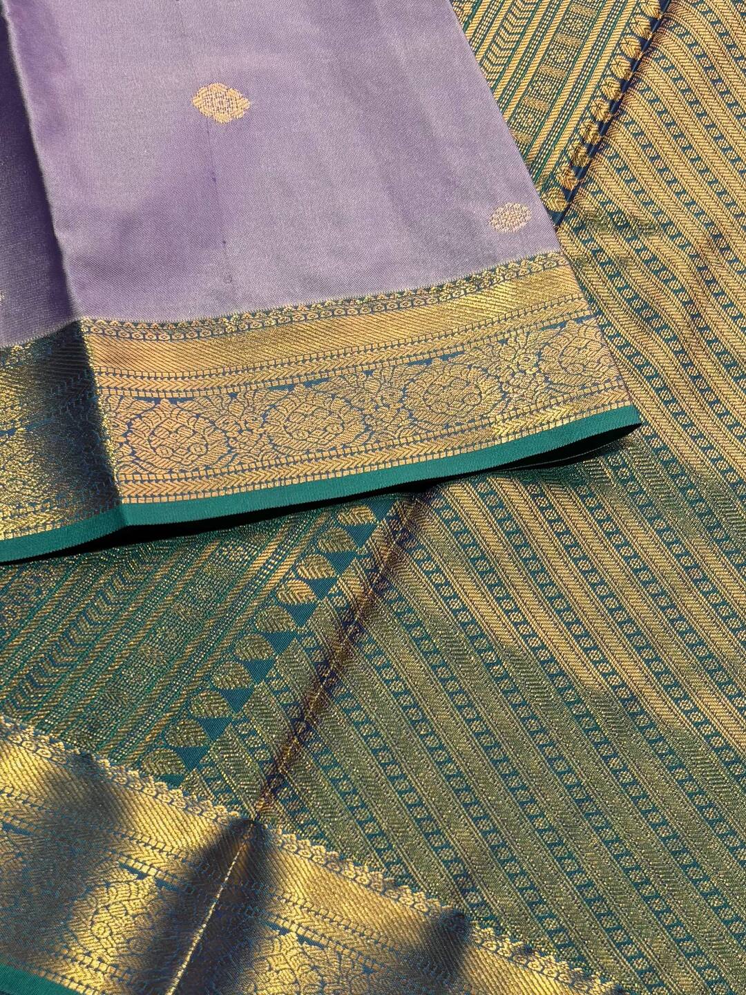 Lavender Purple Semi Kanchi Silk Saree