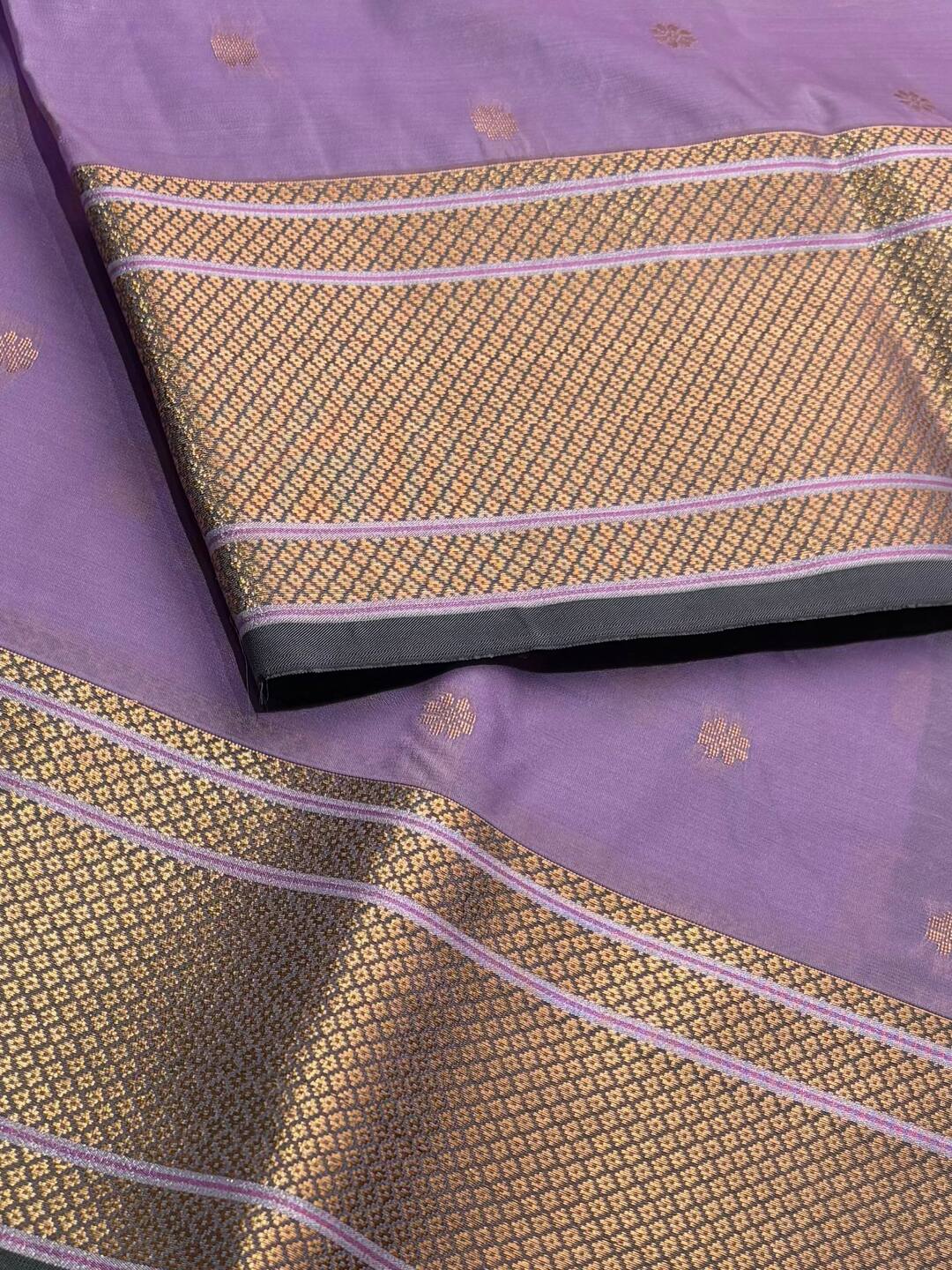 Lavender Purple Semi Kanchi Silk Saree