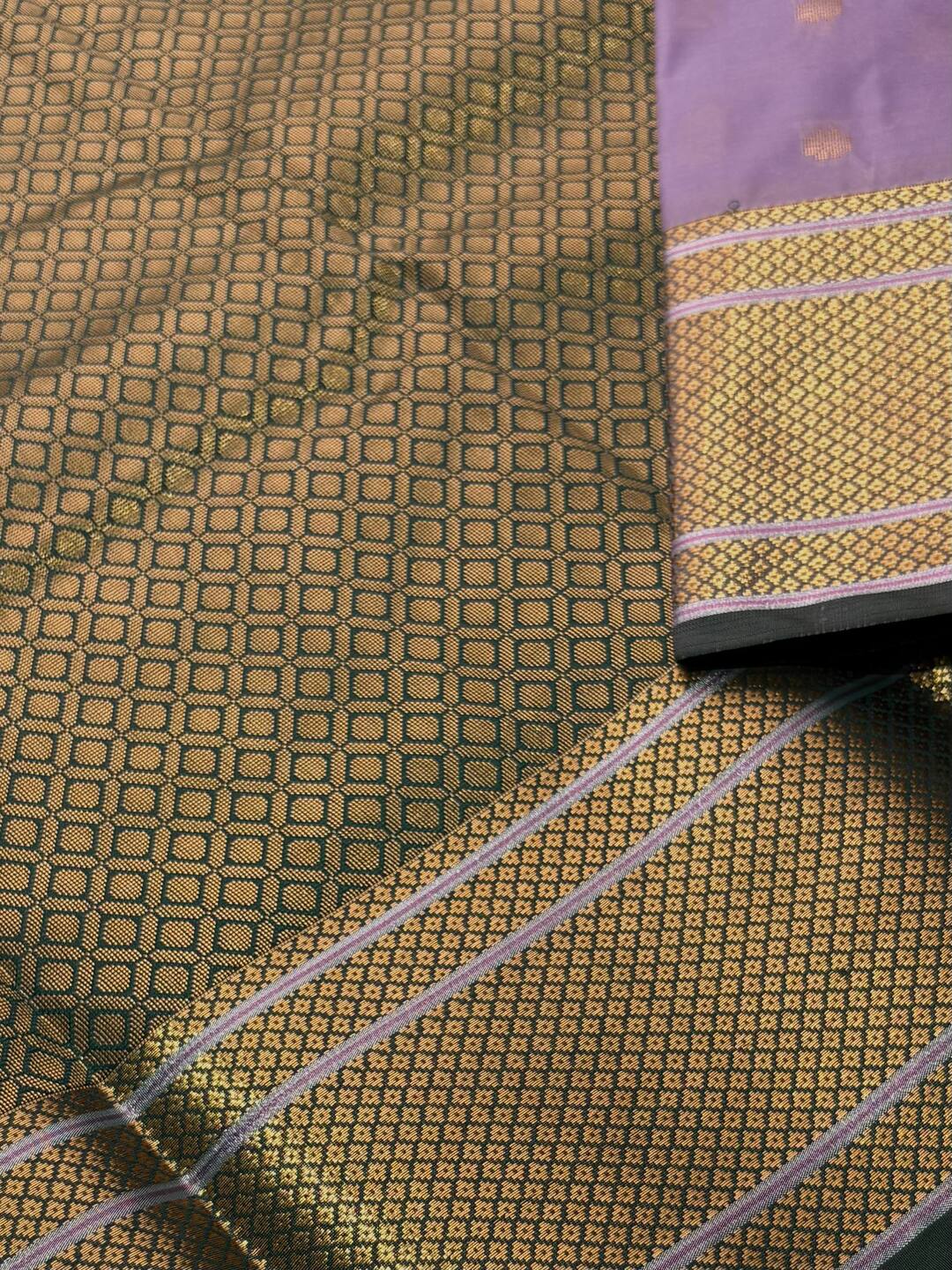 Lavender Purple Semi Kanchi Silk Saree