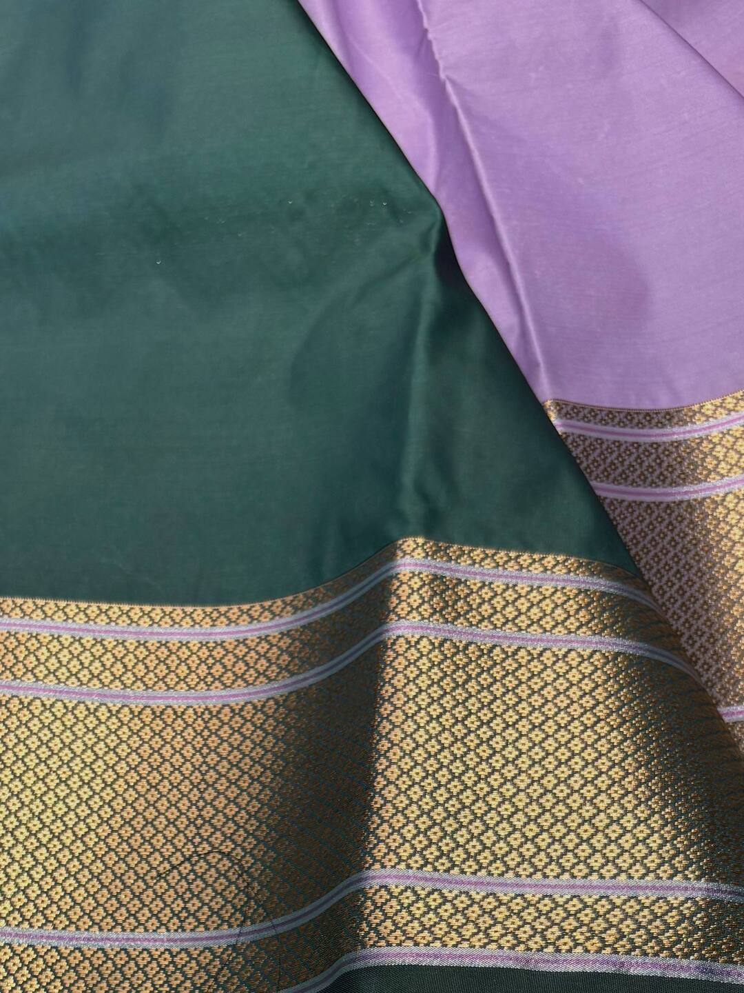 Lavender Purple Semi Kanchi Silk Saree