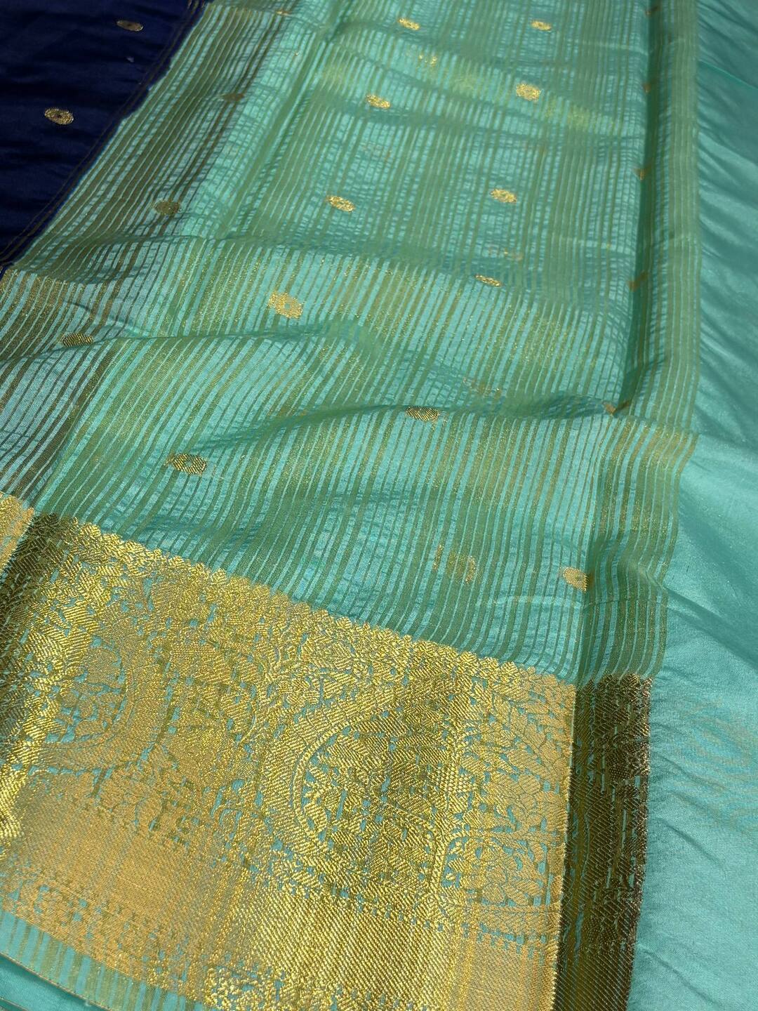 Navy Blue Banaras Cotton Silk Saree