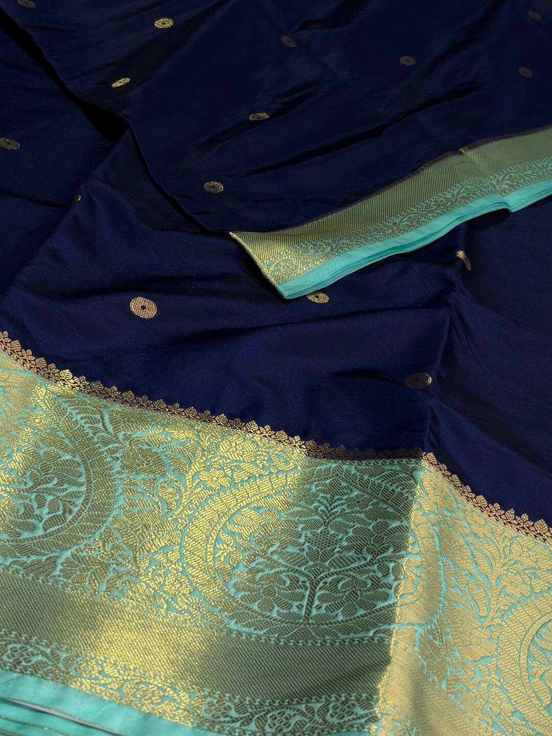 Navy Blue Banaras Cotton Silk Saree