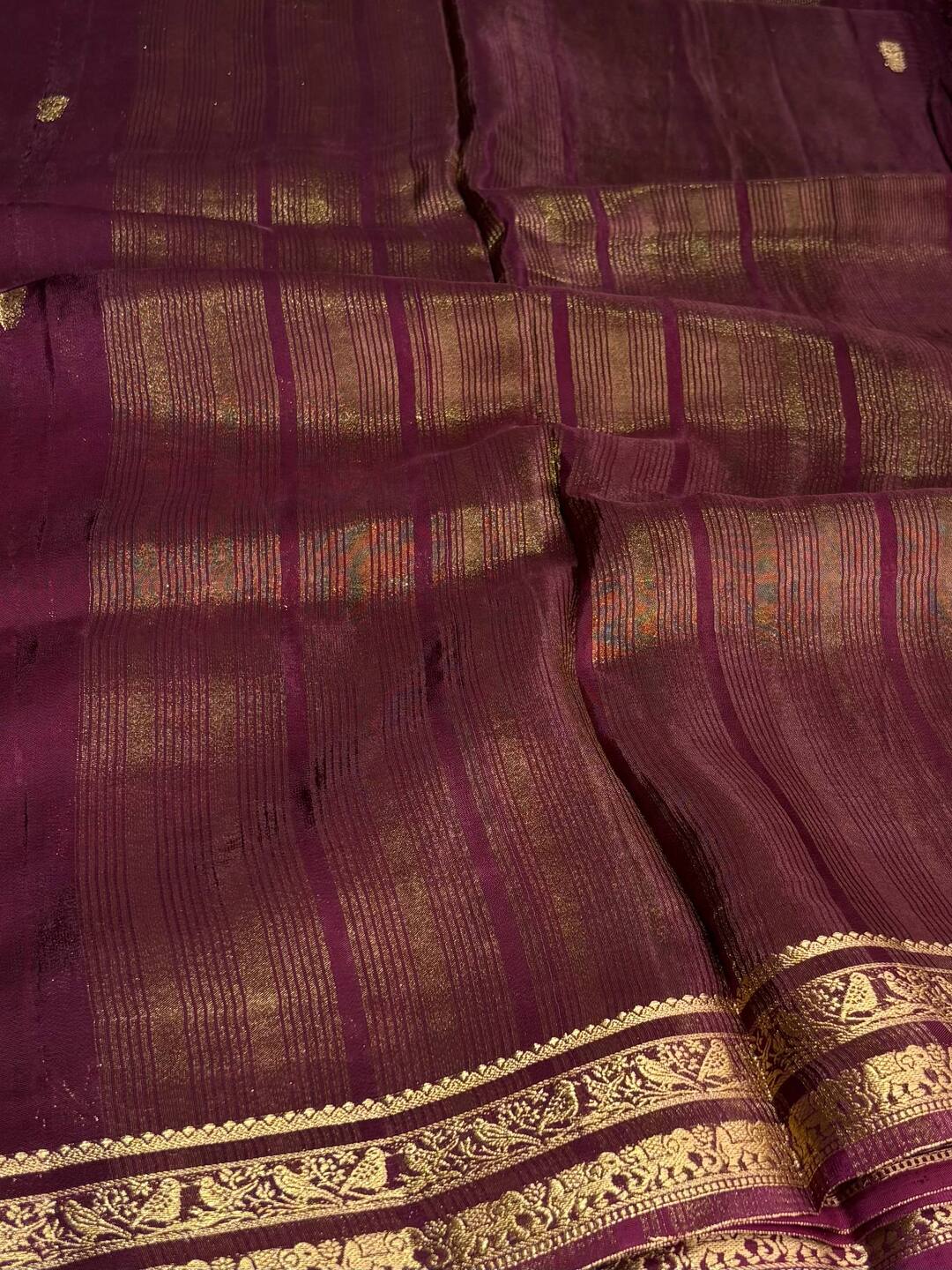 Wine Purple Banaras Chiffon Saree