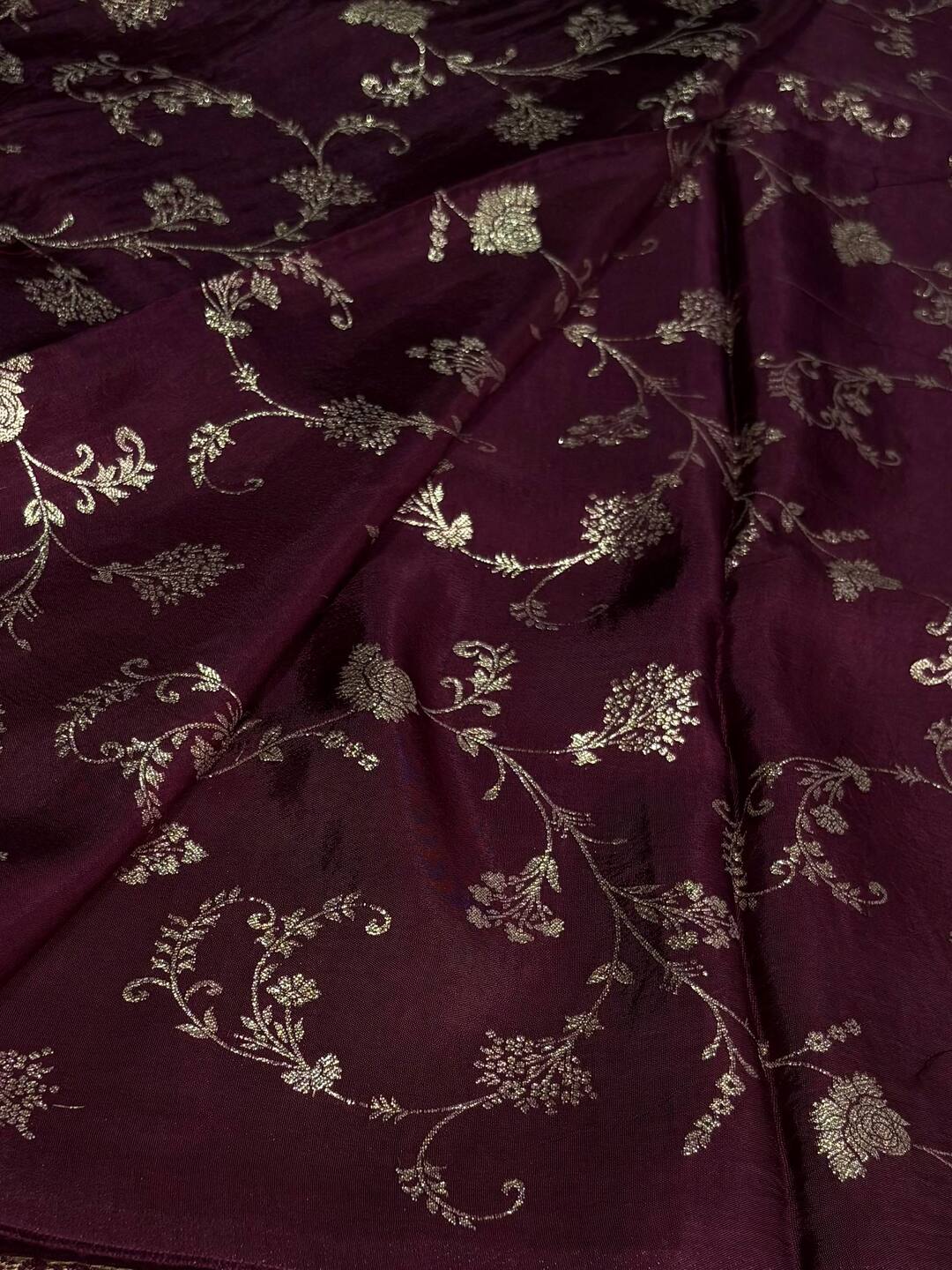 Wine Purple Banaras Chiffon Saree