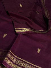 Wine Purple Banaras Chiffon Saree