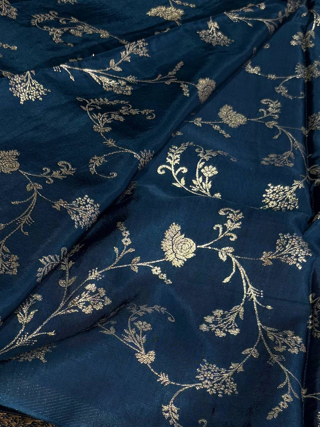 Teal Blue Banaras Chiffon Saree
