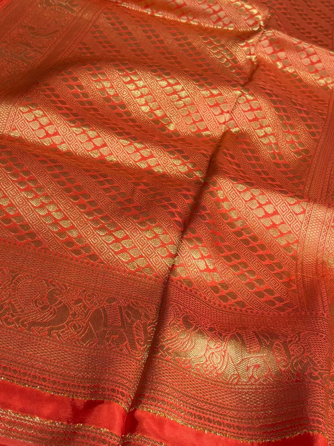 Orange Banaras Cotton Silk Saree