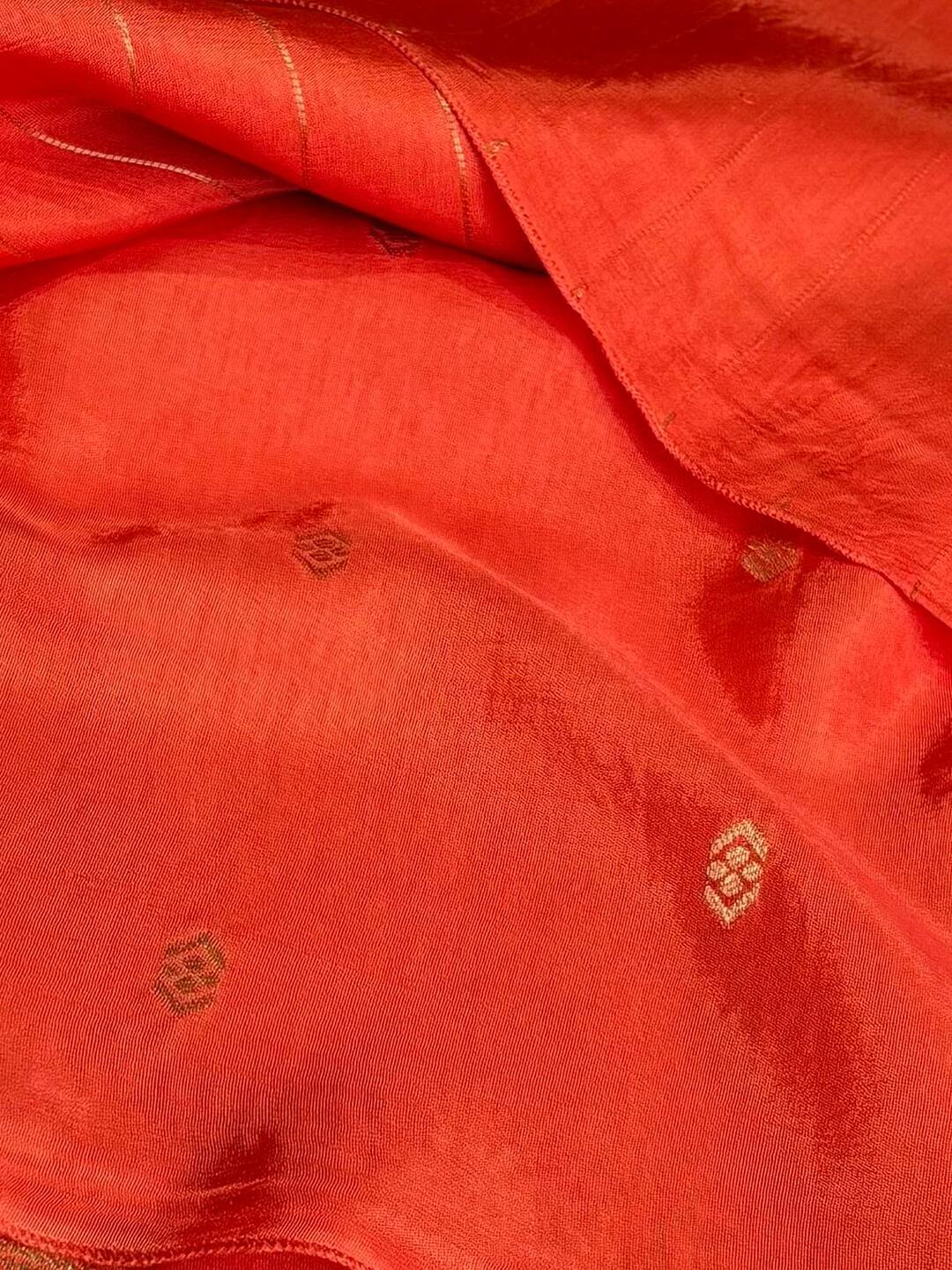 Orange Banaras Cotton Silk Saree