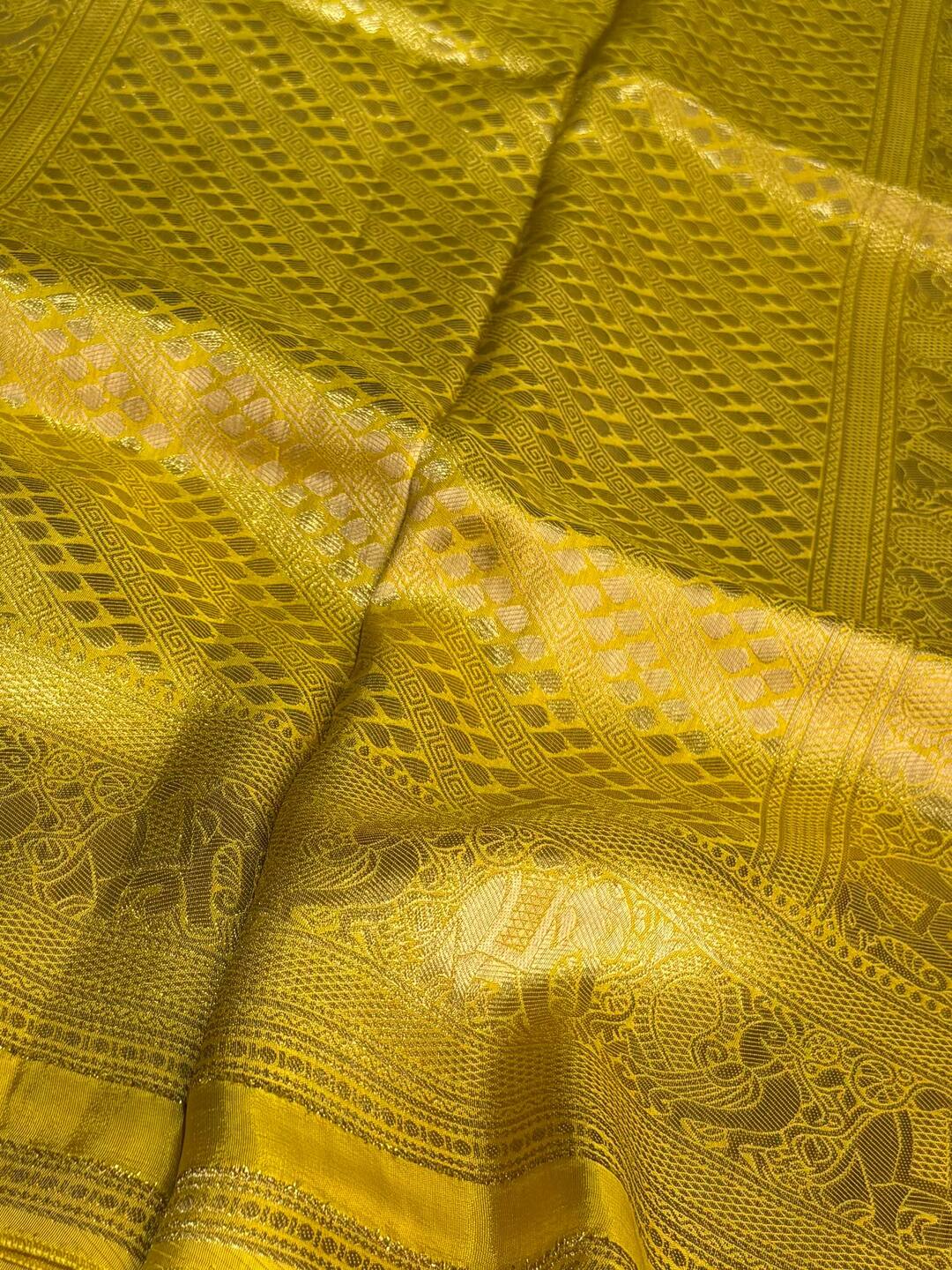 Yellow Banaras Cotton Silk Saree