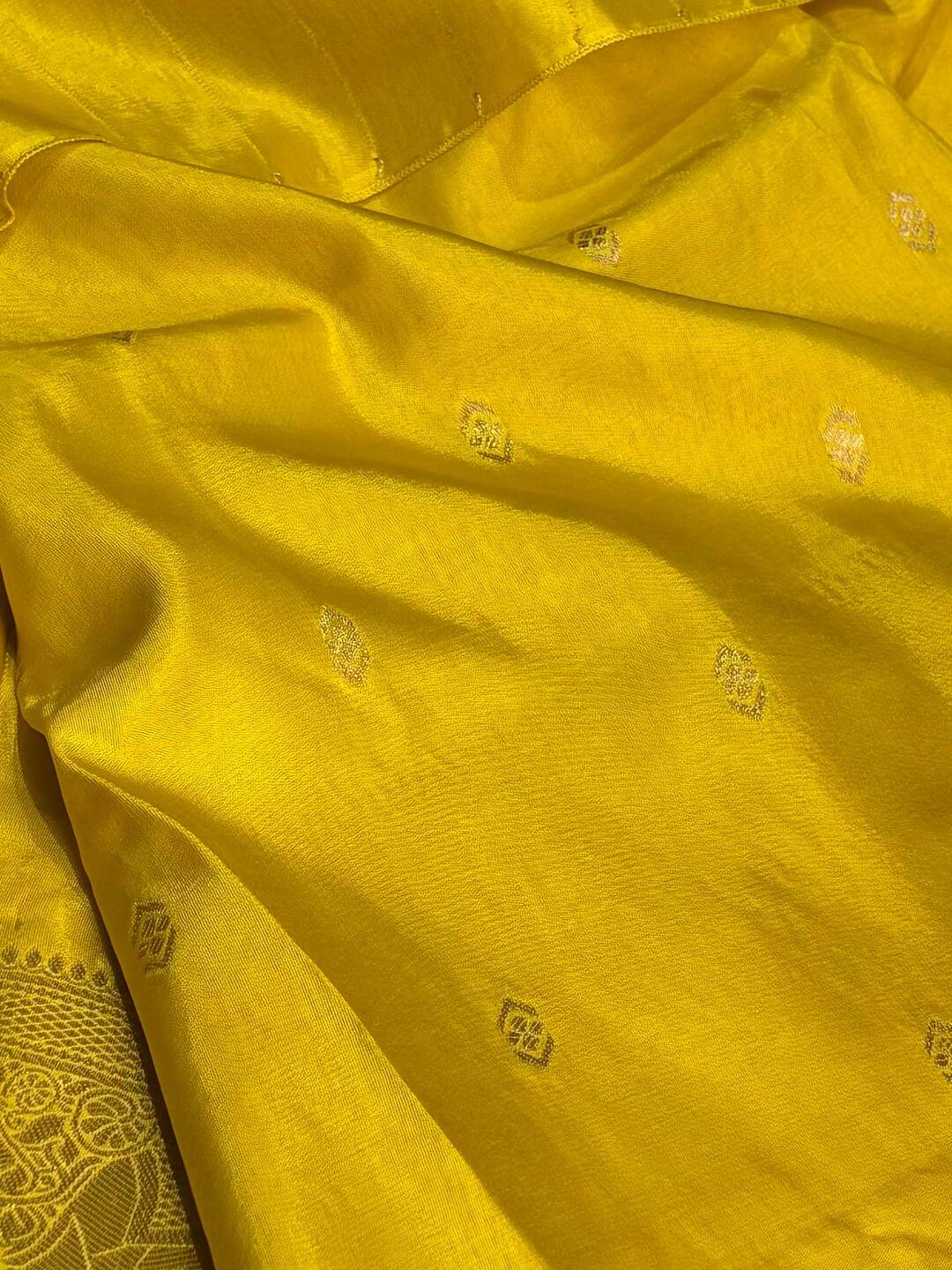 Yellow Banaras Cotton Silk Saree