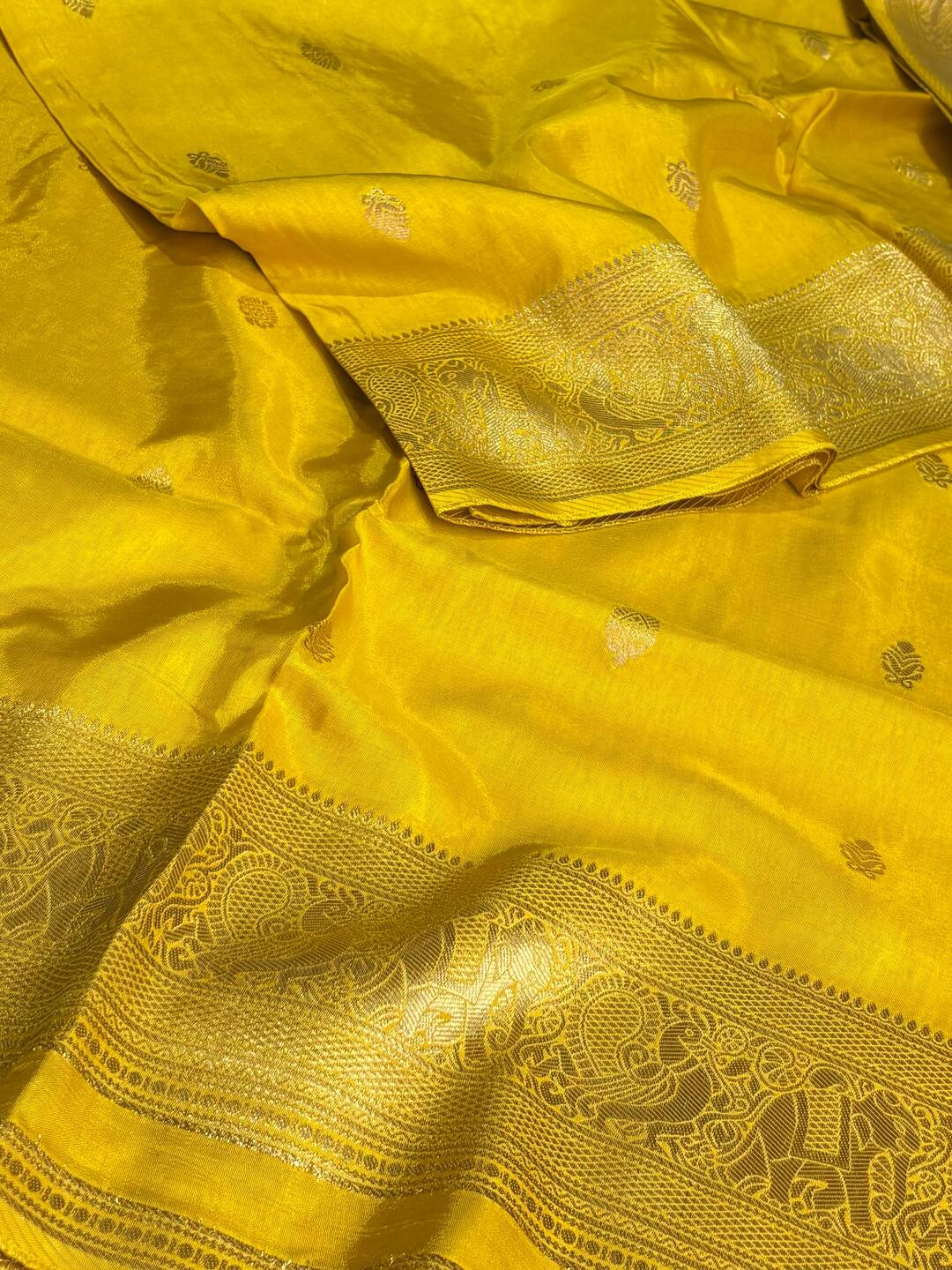 Yellow Banaras Cotton Silk Saree