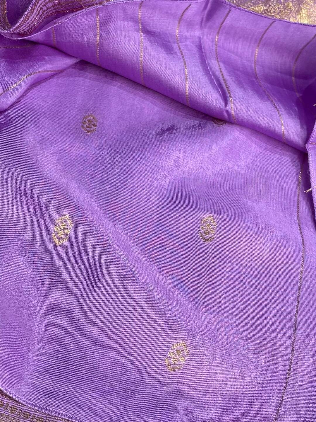 Lavender Purple Banaras Cotton Silk Saree