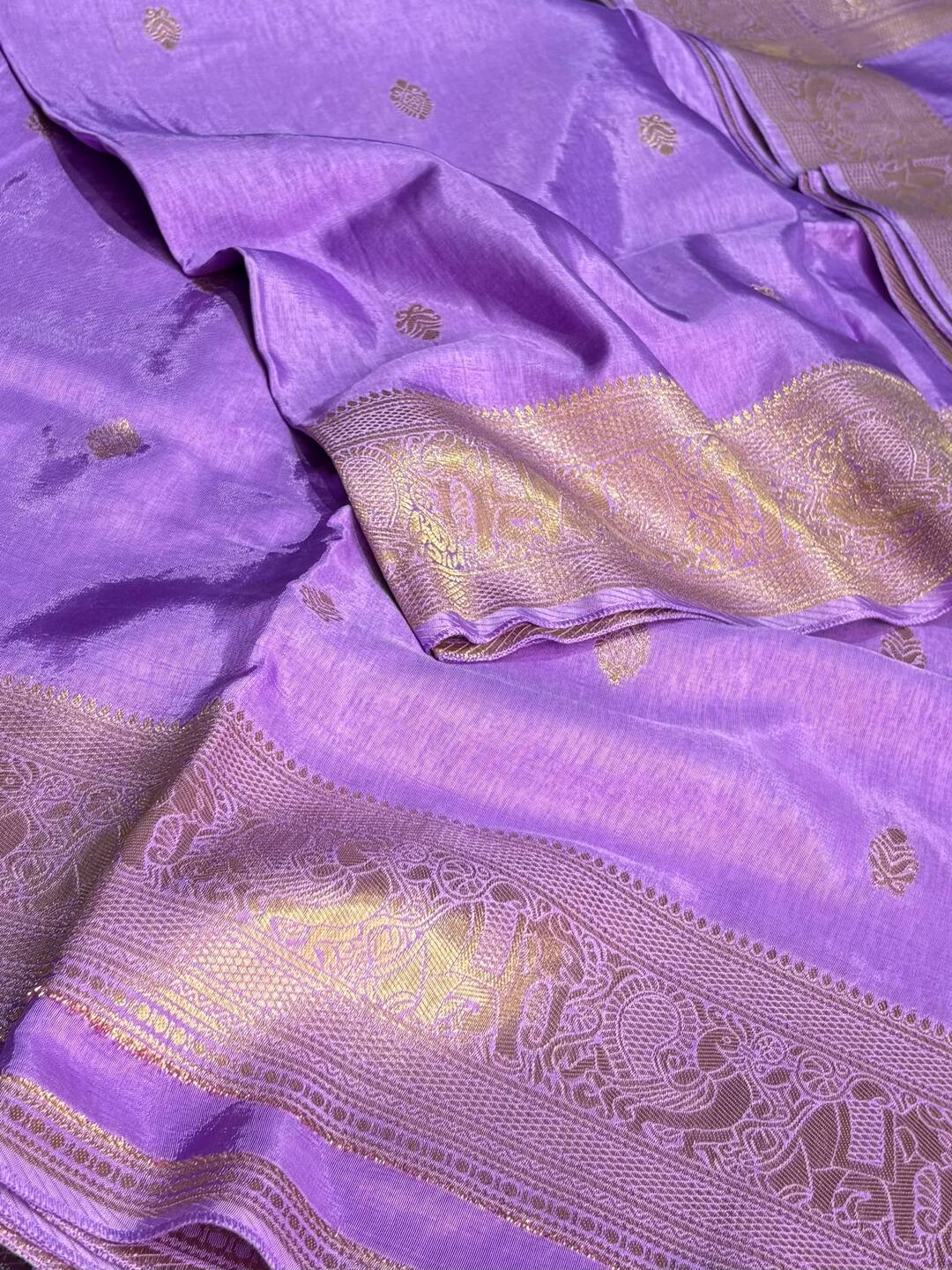 Lavender Purple Banaras Cotton Silk Saree