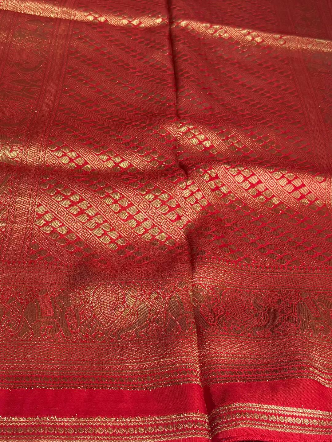 Chili Red Banaras Cotton Silk Saree