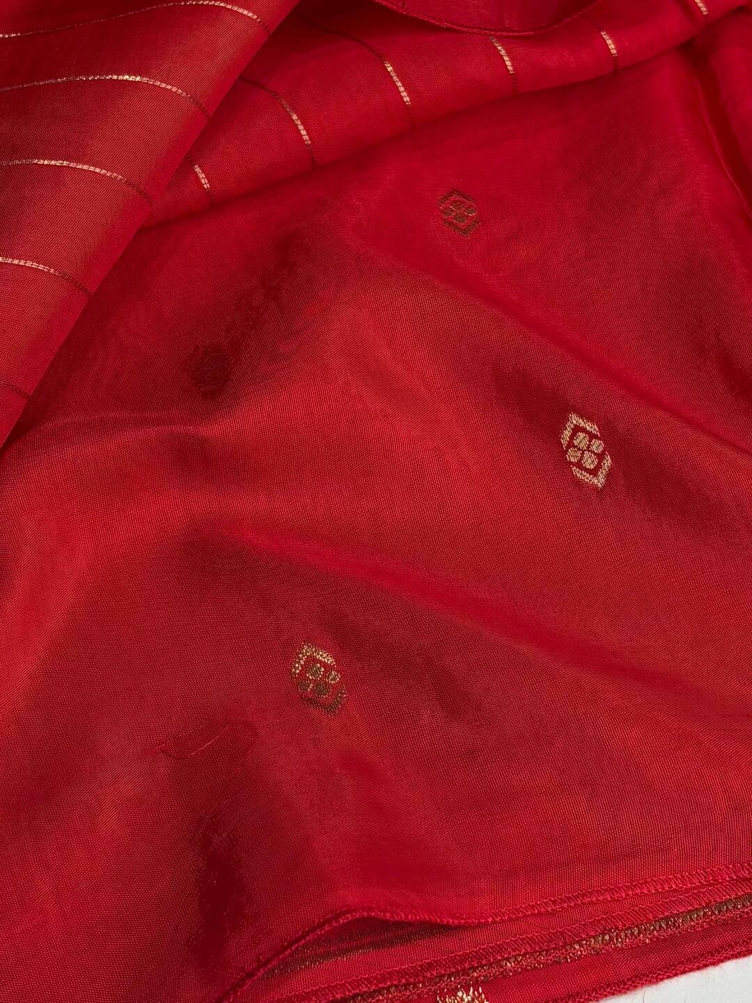 Chili Red Banaras Cotton Silk Saree