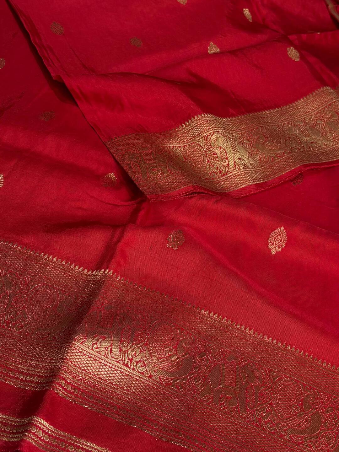 Chili Red Banaras Cotton Silk Saree