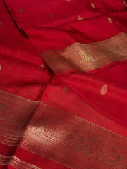 Chili Red Banaras Cotton Silk Saree