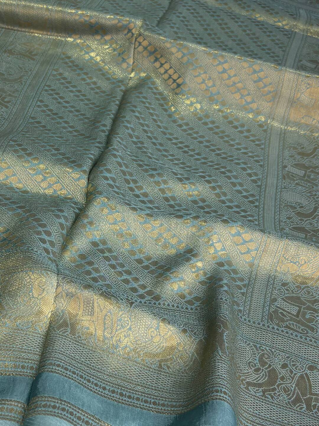 Baby Blue  Banaras Cotton Silk Saree