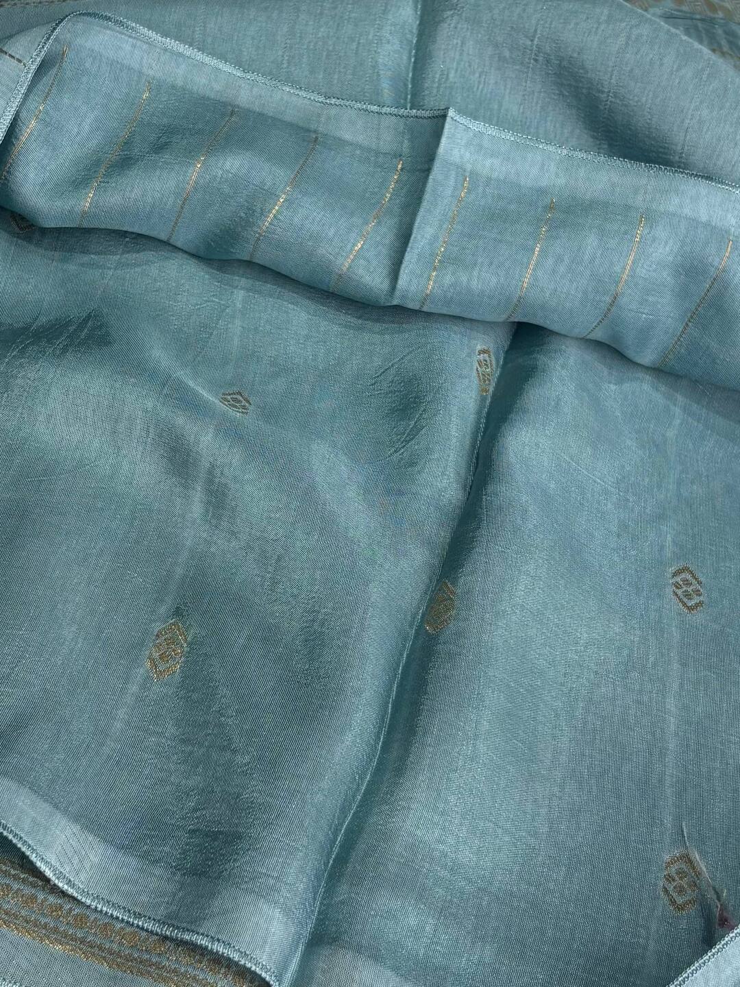 Baby Blue  Banaras Cotton Silk Saree