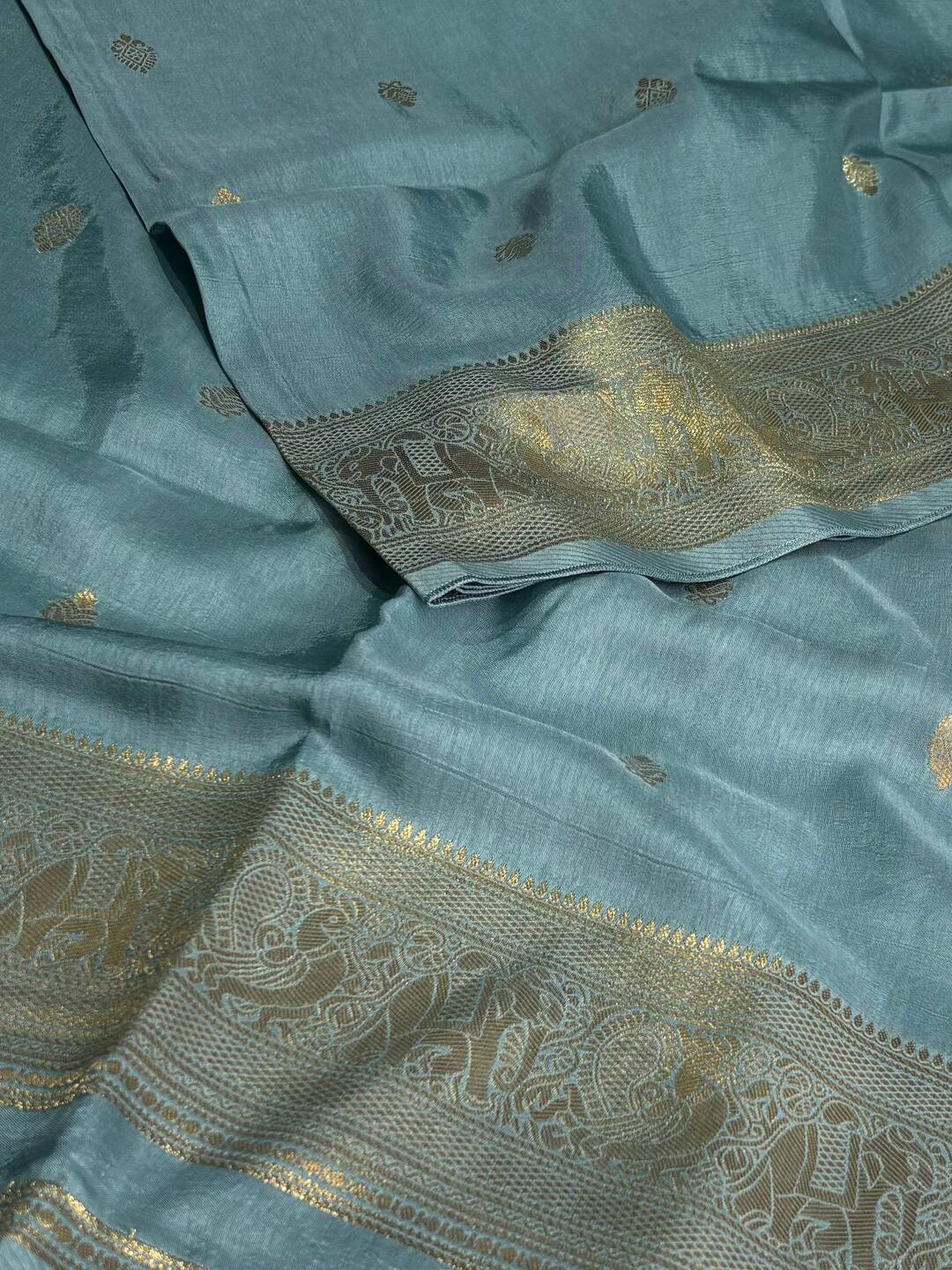 Baby Blue  Banaras Cotton Silk Saree