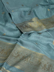 Baby Blue  Banaras Cotton Silk Saree