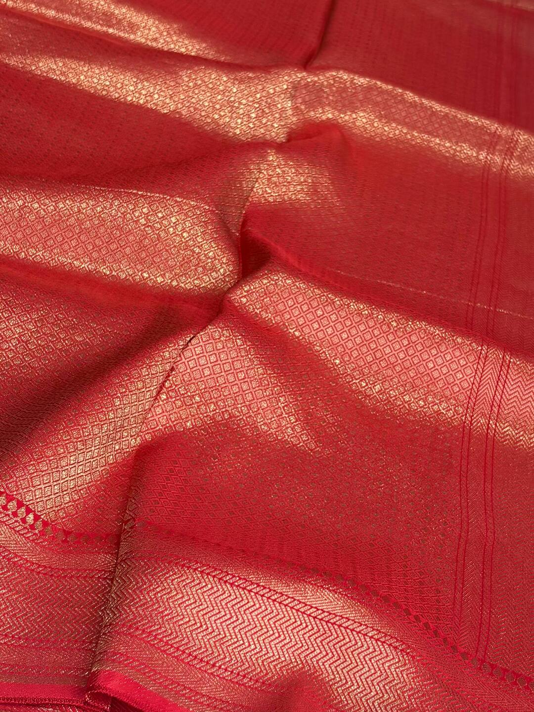 Chili Red Banaras Satin Silk Saree