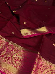 Maroon Banaras Cotton Silk Saree