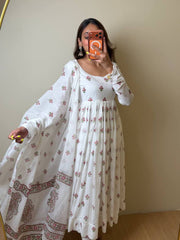 Pure White 3pc Cotton Kurti Suit