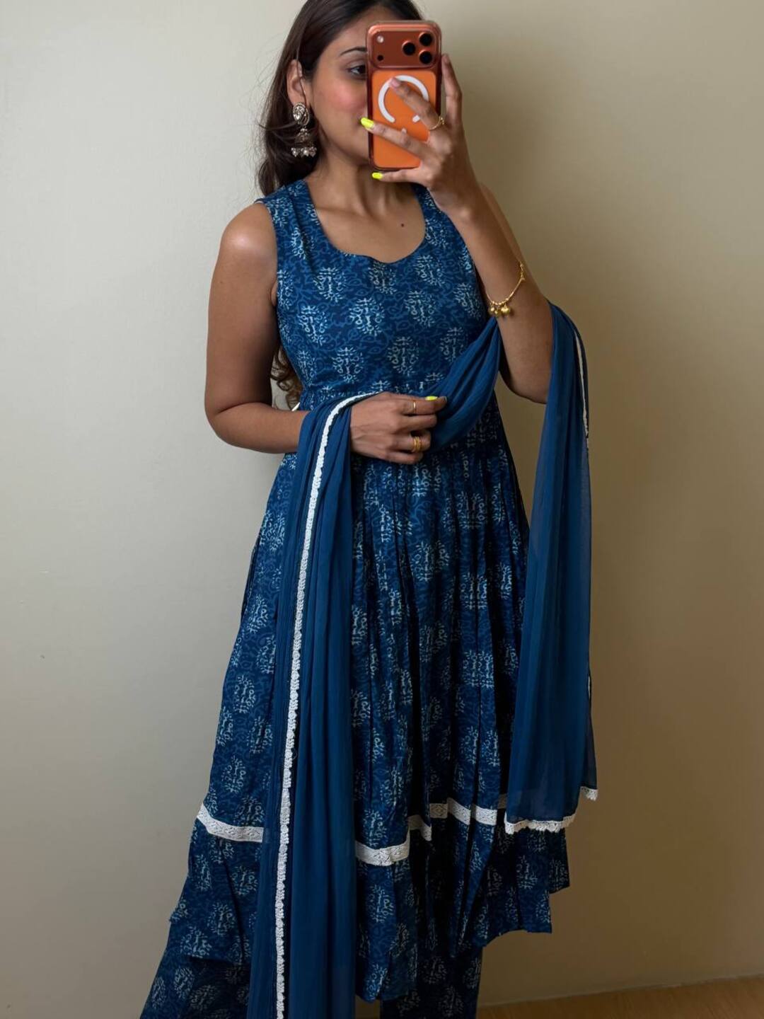 Teal Blue Sleeveless 3pc kurti Suit