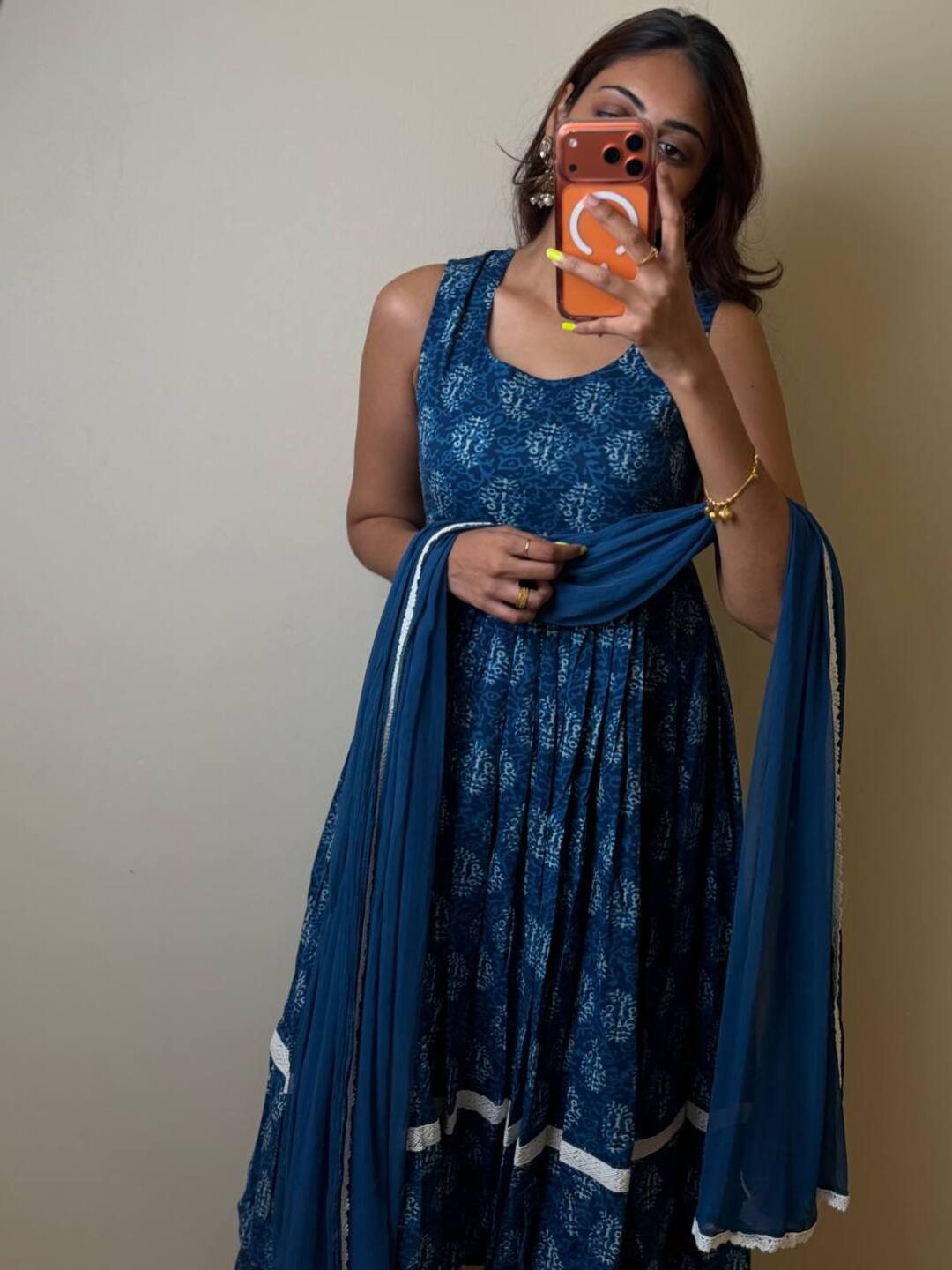 Teal Blue Sleeveless 3pc kurti Suit