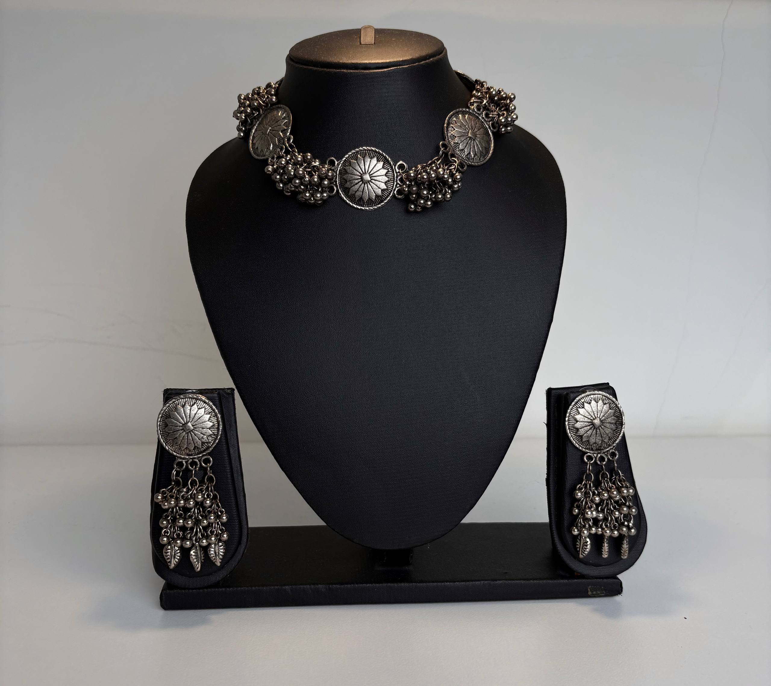 Necklace with Earrings Oxidised Jewellery