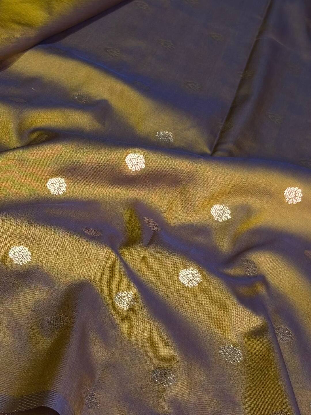 Dual Greenish Blue Cotton Silk Saree